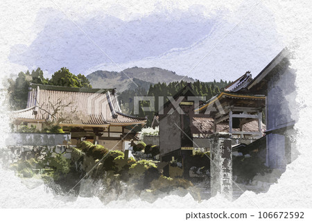 水彩風格 智頭宿 高雲寺 鳥取縣八頭郡智頭町 106672592