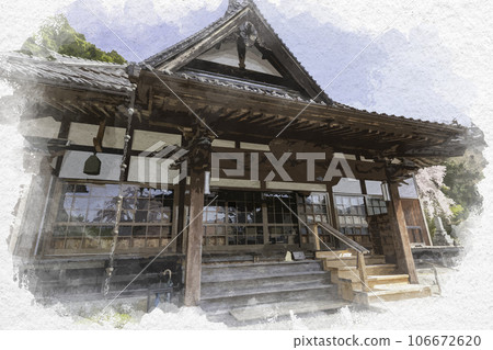 鳥取縣八津郡智頭町水彩風格的智頭宿高泉寺 106672620
