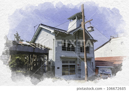Watercolor style Chizu-juku Fire Station Chizu-cho, Yazu-gun, Tottori Prefecture Watercolor style Chizu-juku Fire Station Chizu-cho, Yazu-gun, Tottori Prefecture 106672685