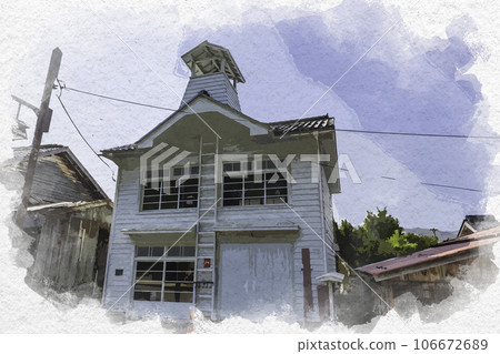 Watercolor style Chizu-juku Fire Station Chizu-cho, Yazu-gun, Tottori Prefecture 106672689