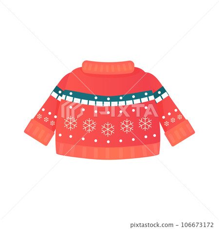 Cozy knitted jumper with ornament nativity and new year 106673172