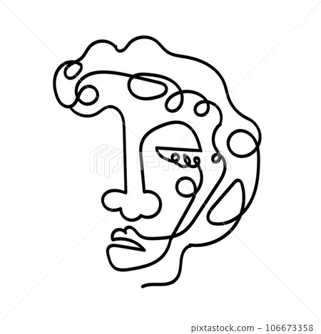 Face abstract artistic continuous line vector illustration Face abstract artistic continuous line vector illustration 106673358