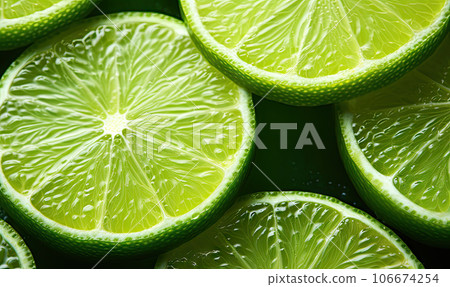 Close-up of fresh lime slices with cascading... - Stock Illustration ...