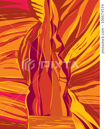 Navajo Upper Antelope Canyon in Lake Powell Navajo Tribal Park Arizona USA WPA Art Poster 106674554
