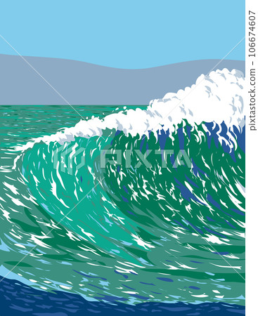 Sandspit Beach or Santa Barbara Harbor Beach in San Luis Obispo California WPA Poster Art 106674607