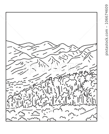 Sand to Snow National Monument in San Bernardino County Southern California Mono Line Art 106674609