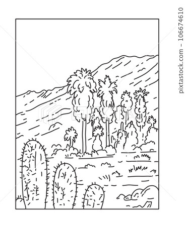 Santa Rosa and San Jacinto Mountains National Monument in California Mono Line Art Santa Rosa and San Jacinto Mountains National Monument in California Mono Line Art 106674610