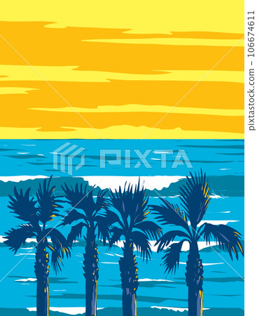 Seaside Reef in Cardiff State Beach California WPA Poster Art Seaside Reef in Cardiff State Beach California WPA Poster Art 106674611