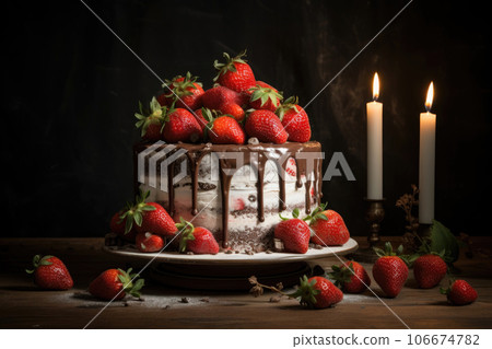 Candles for a festive chocolate cake with strawberries Candles for a festive chocolate cake with strawberries 106674782