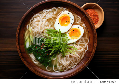 Noodles for the Contest in cold soy soup with egg 106674802