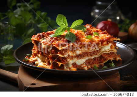 Hot lasagna with cheese Hot lasagna with cheese 106674818