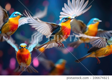 A group of colorful birds 106674821