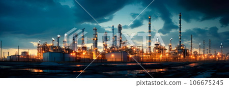 sprawling industrial complex with factories, warehouses, and a web of transportation infrastructure. Generative AI 106675245