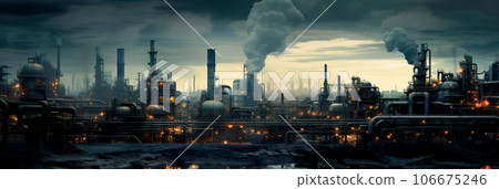 sprawling industrial complex with factories, warehouses, and a web of transportation infrastructure. Generative AI sprawling industrial complex with factories, warehouses, and a web of transportation infrastructure. Generative AI 106675246