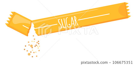 Open sugar stick. Takeaway pouch cartoon icon Open sugar stick. Takeaway pouch cartoon icon 106675351