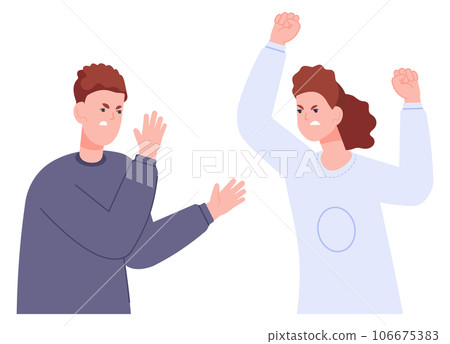 People yelling at quarrel. Fighting angry man and woman People yelling at quarrel. Fighting angry man and woman 106675383