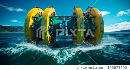 wave energy converter harnessing the power of ocean waves to generate renewable electricity. Generative Ai 106675590