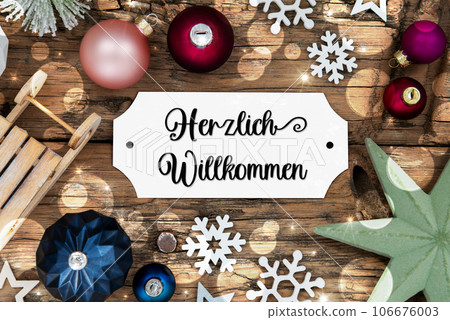 Christmas Decor, Wooden And Colorful With German Text Herzlcih Willkommen Christmas Decor, Wooden And Colorful With German Text Herzlcih Willkommen 106676003