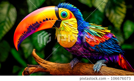 toucan on a tree branch in the forest toucan on a tree branch in the forest 106676073