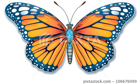 drawn orange butterfly on white paper drawn orange butterfly on white paper 106676099