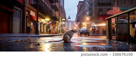 rodents in the city street, banner 106676100
