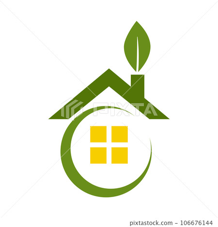 Leaf and green house logo template Leaf and green house logo template 106676144