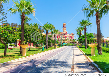 El-Montaza Park, the former expansive royal gardens and famous Montaza Palace, beautiful view of Alexandria, Egypt El-Montaza Park, the former expansive royal gardens and famous Montaza Palace, beautiful view of Alexandria, Egypt 106676457