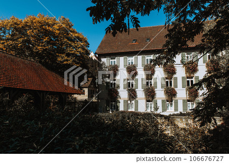 Old national German town house in Bietigheim-Bissingen, Baden-Wuerttemberg, Germany, Europe. Old Town is full of colorful and well preserved buildings. 106676727