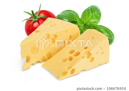 piece of cheese isolated on white background with clipping path and full depth of field 106676958