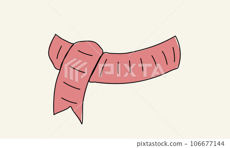 Red hand drawn scarf in cartoon style. Vector illustraion. Red hand drawn scarf in cartoon style. Vector illustraion. 106677144