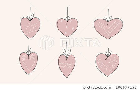 Set of hand drawn hearts in cartoon style. Vector illustration. 106677152