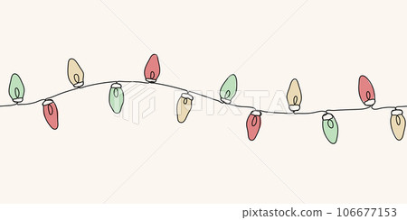 Horizontal pattern of light bulb garland. Vector illustration. 106677153