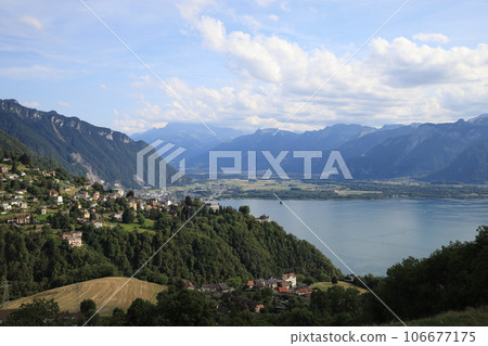 Beautiful scenery of Lake Geneva, Montreux, Switzerland 106677175