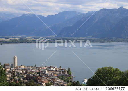 Beautiful scenery of Lake Geneva, Montreux, Switzerland 106677177