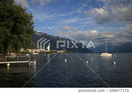 Beautiful scenery of Lake Geneva, Montreux, Switzerland 106677178