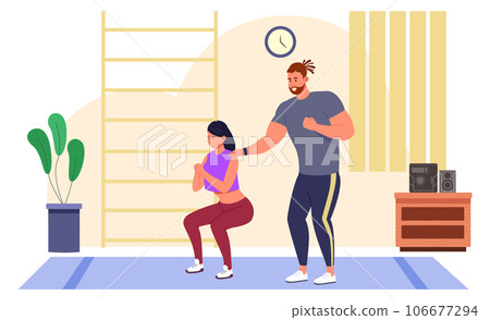 Woman doing situps in gym interior. Fitness exercise Woman doing situps in gym interior. Fitness exercise 106677294