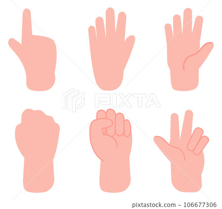 Hand gestures set. Pointing finger and fist front and back view 106677306