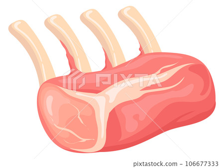 Lamb ribs. Raw cutted meat cartoon icon 106677333