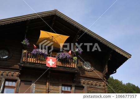 Landscape of a pretty village in Switzerland Landscape of a pretty village in Switzerland 106677357