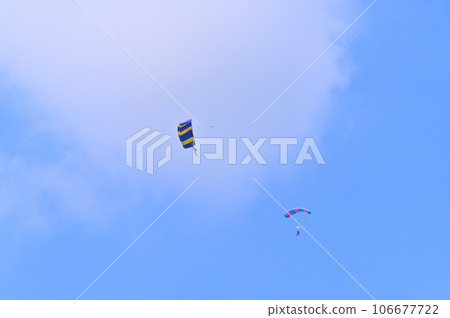People enjoying skydiving in the refreshing blue sky People enjoying skydiving in the refreshing blue sky 106677722
