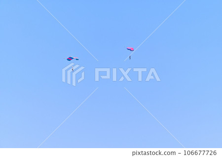 People enjoying skydiving in the refreshing blue sky 106677726
