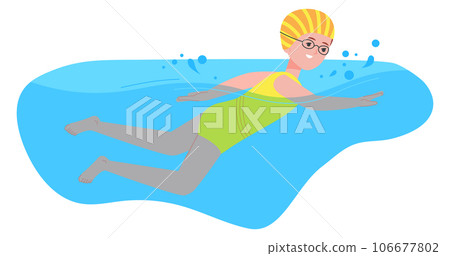 Water race. Kid on pool sport swimming competition Water race. Kid on pool sport swimming competition 106677802