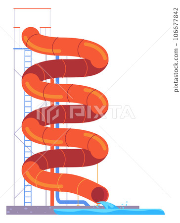 Plastic spiral tube. Water park attraction ride Plastic spiral tube. Water park attraction ride 106677842