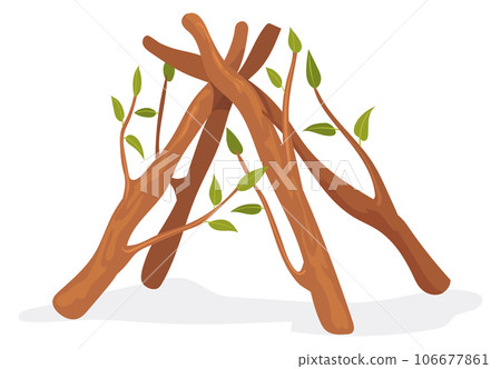 Tree branch timber stack. Dry wood stick for campfire 106677861