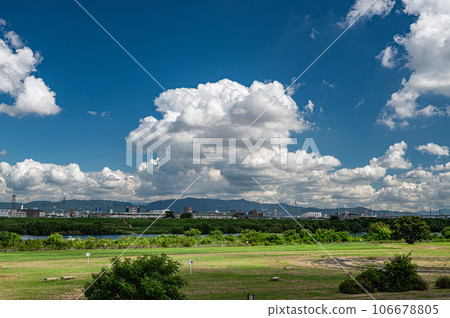 Yodogawa River Park Summer Scenery Moriguchi City Yodogawa River Park Summer Scenery Moriguchi City 106678805