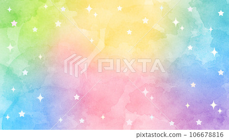 Watercolor-style colorful gradation background with star and sparkly illustration Aspect ratio 16:9 version Watercolor-style colorful gradation background with star and sparkly illustration Aspect ratio 16:9 version 106678816