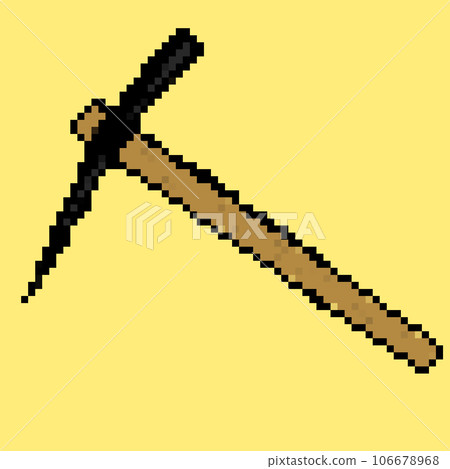 Pixel art illustration of a pickaxe Pixel art illustration of a pickaxe 106678968
