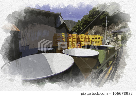 鳥取縣八津郡智頭町諏訪酒造水彩風格的智頭旅館 106678982