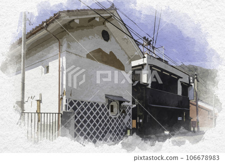 鳥取縣八津郡智頭町諏訪酒造水彩風格的智頭旅館 106678983