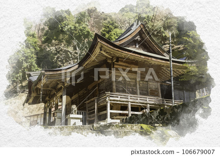 Watercolor style Chizu-juku Suwa Shrine worship hall Chizu-cho, Yazu-gun, Tottori Prefecture Watercolor style Chizu-juku Suwa Shrine worship hall Chizu-cho, Yazu-gun, Tottori Prefecture 106679007